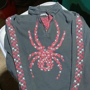 Spyder Black Pullover with Red Spider Pattern